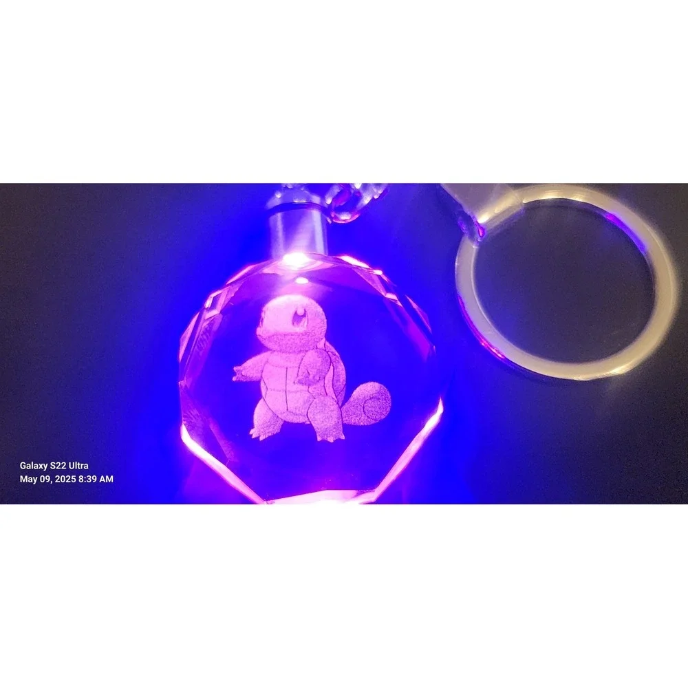Pokemon Squirtle Keychain‎ Crystal LED Light Up Keyring Anime Charm